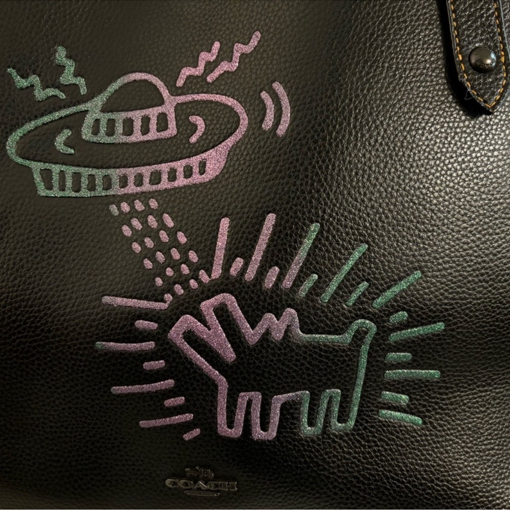 RARE Coach X Keith Haring Glitter UFO Market Carryall Tote - Picture 4 of 14